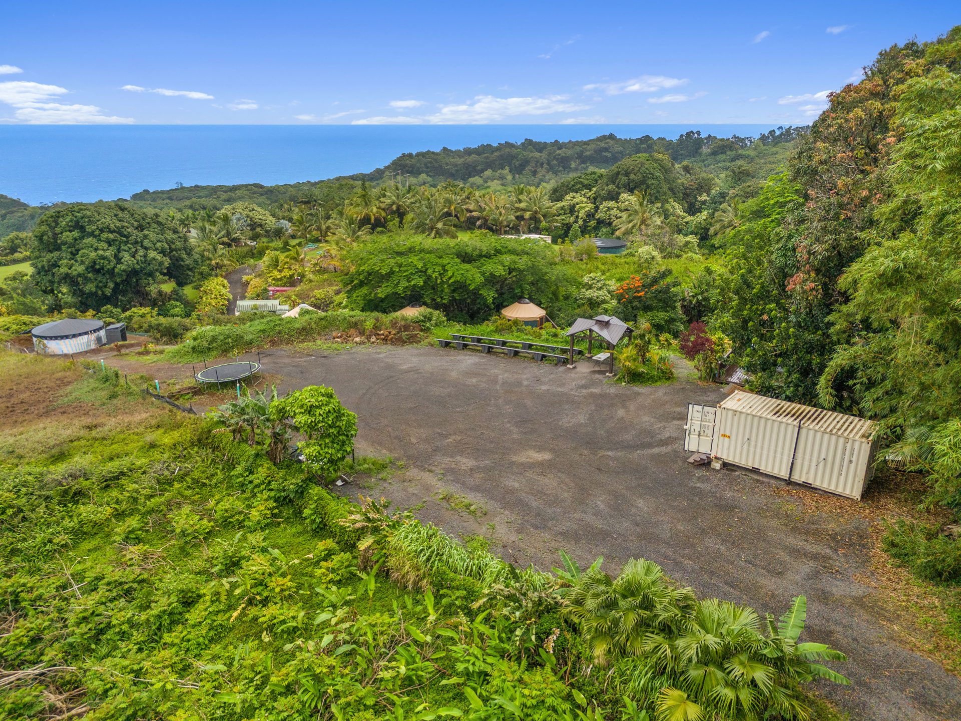 Aerial view of the lot with the ocean beyond