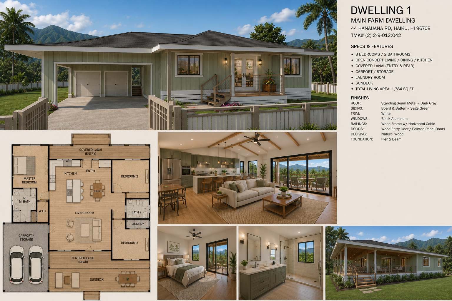 Rendering of approved main dwelling plan, not an existing home