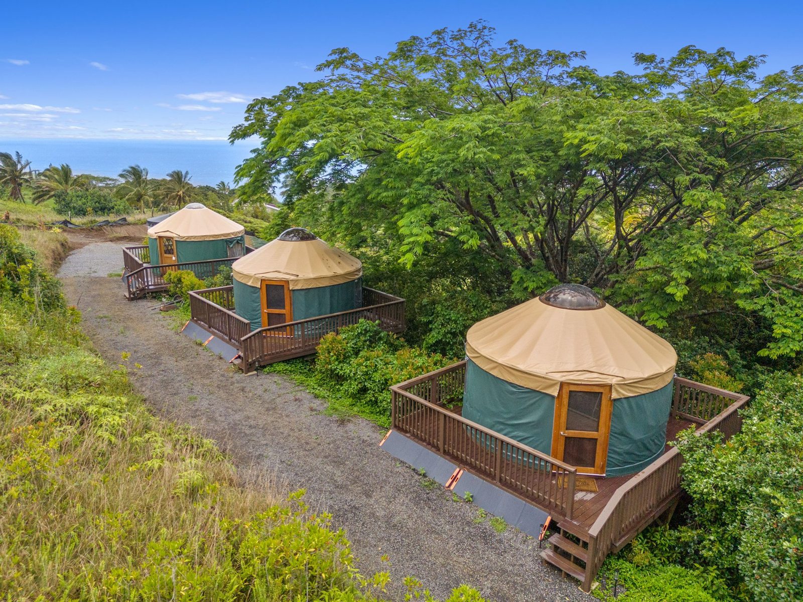 Ocean-view yurts at 44 Hanauana Rd in Haiku, Maui