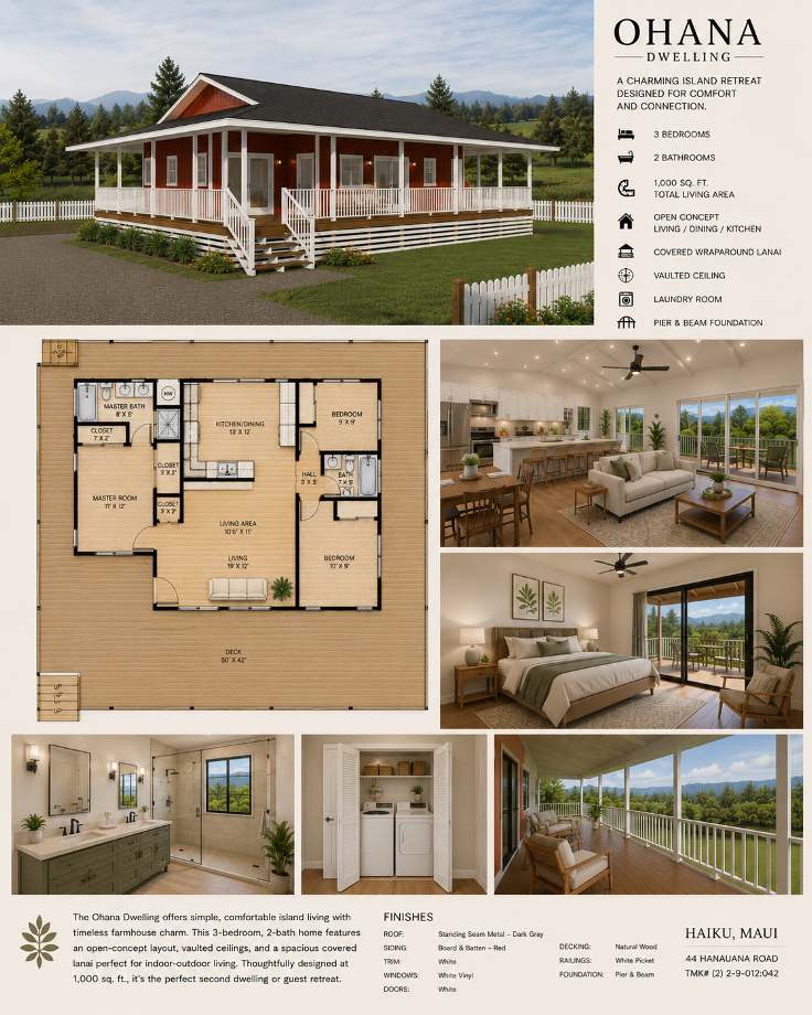 Rendering of approved Ohana dwelling plan, not an existing home