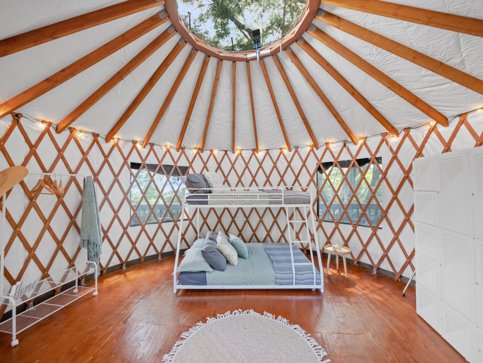 Fully furnished yurt interior
